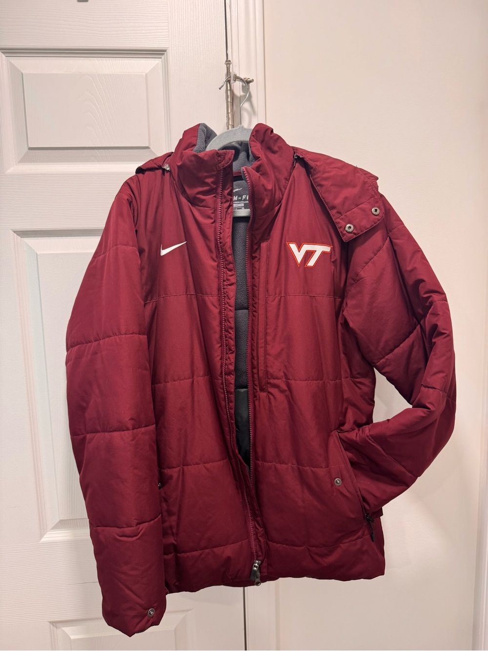 Nike Men's Maroon Puffer Jacket with VT Logo